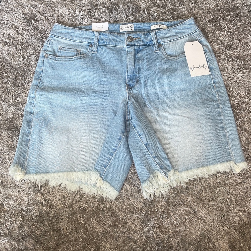 NWT Wonderly Mid Rise Denim Bermuda Shorts